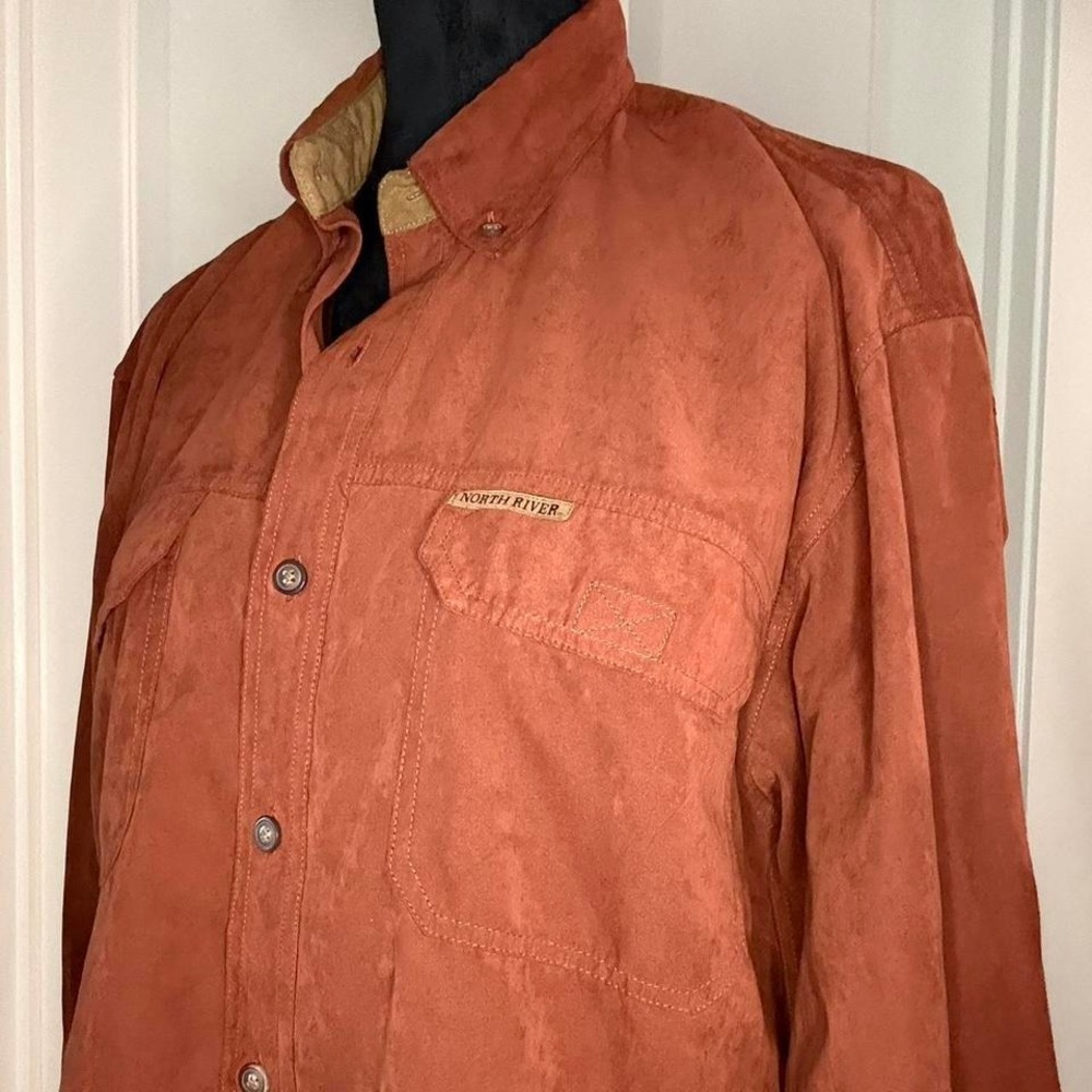 Orange North River suede button-up long‎ sleeve shirt – Size M